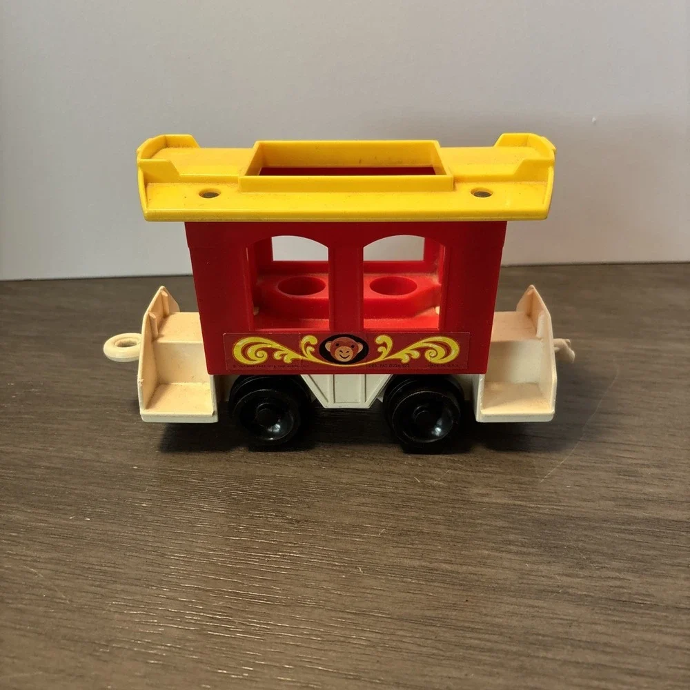 Fisher Price Little People Vintage Circus Train  Caboose 1973 Red Train Monkey